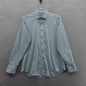 Twillory Performance Button Down Shirt Size 16.5 34/35 Blue‎ Green Plaid Mens
